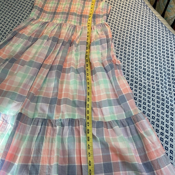 J. Crew Pastel Plaid Sleeveless MIDI Dress Smocked LG Spring Beach Cruise - Picture 6 of 8
